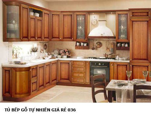 tủ bếp gỗ tự nhiên giá rẻ 036