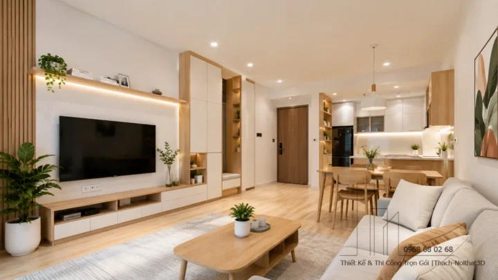 Không gian nội thất căn hộ hiện đại được thiết kế tối ưu chi phí nhưng vẫn đảm bảo công năng và tính thẩm mỹ