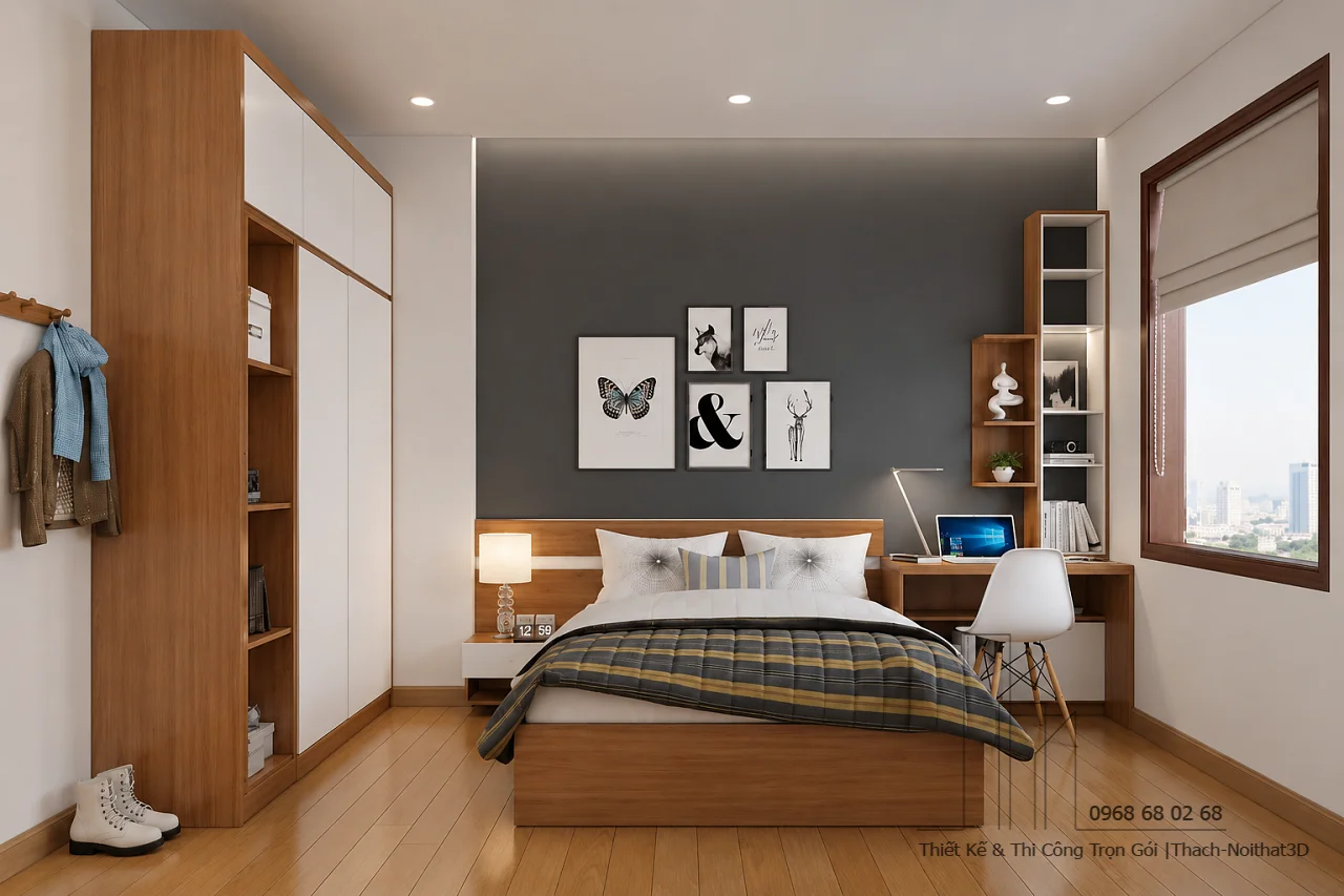Combo nội thất phòng ngủ 24m2 đẹp giá rẻ tại TPHCM | Nội Thất 3D - Thuận Thiên Combo nội thất phòng ngủ 24m2 đẹp giá rẻ tại tphcm hiện đại