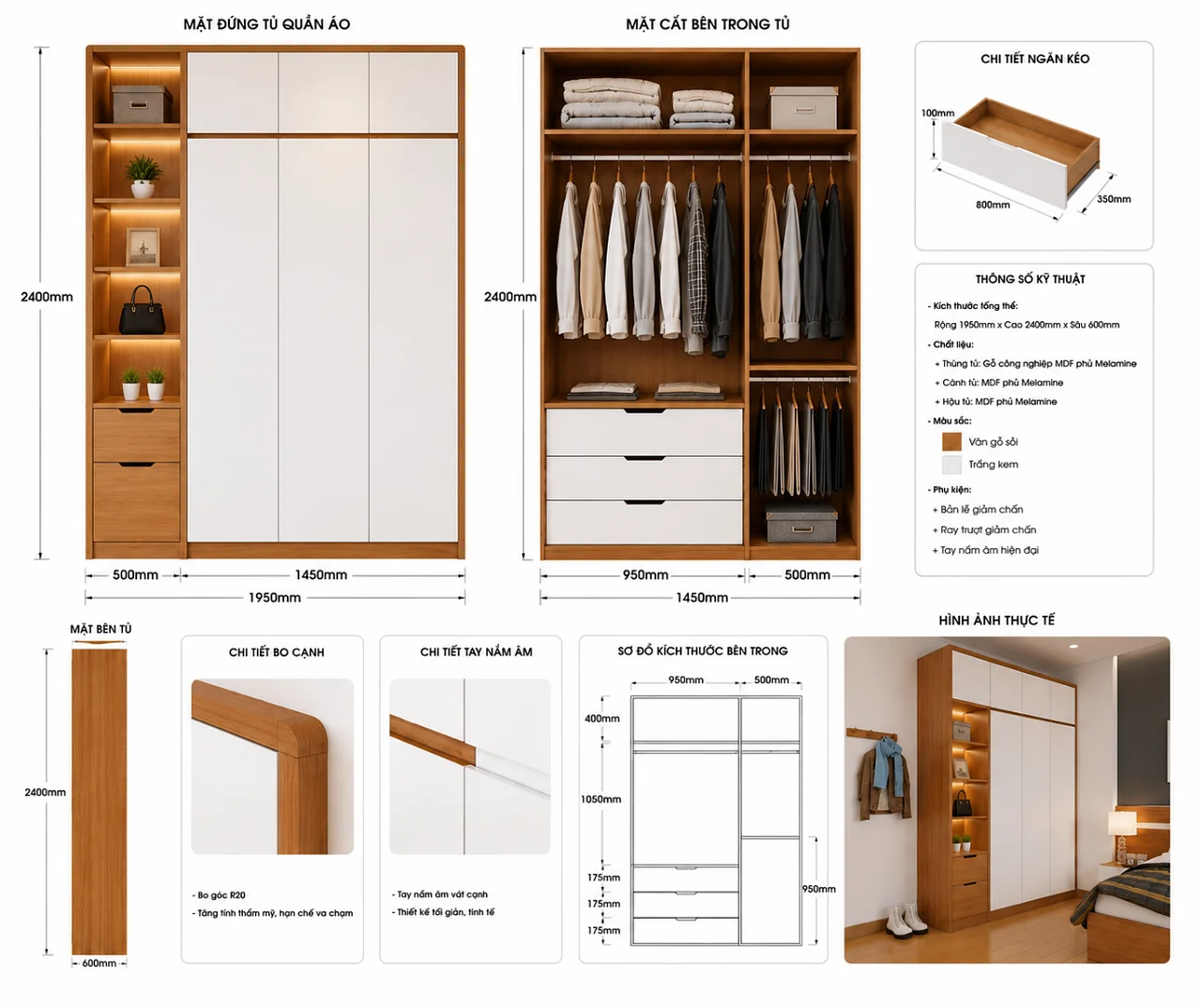 Combo nội thất phòng ngủ 24m2 đẹp giá rẻ tại TPHCM | Nội Thất 3D - Thuận Thiên Tủ quần áo combo nội thất phòng ngủ 24m2 đẹp giá rẻ tphcm