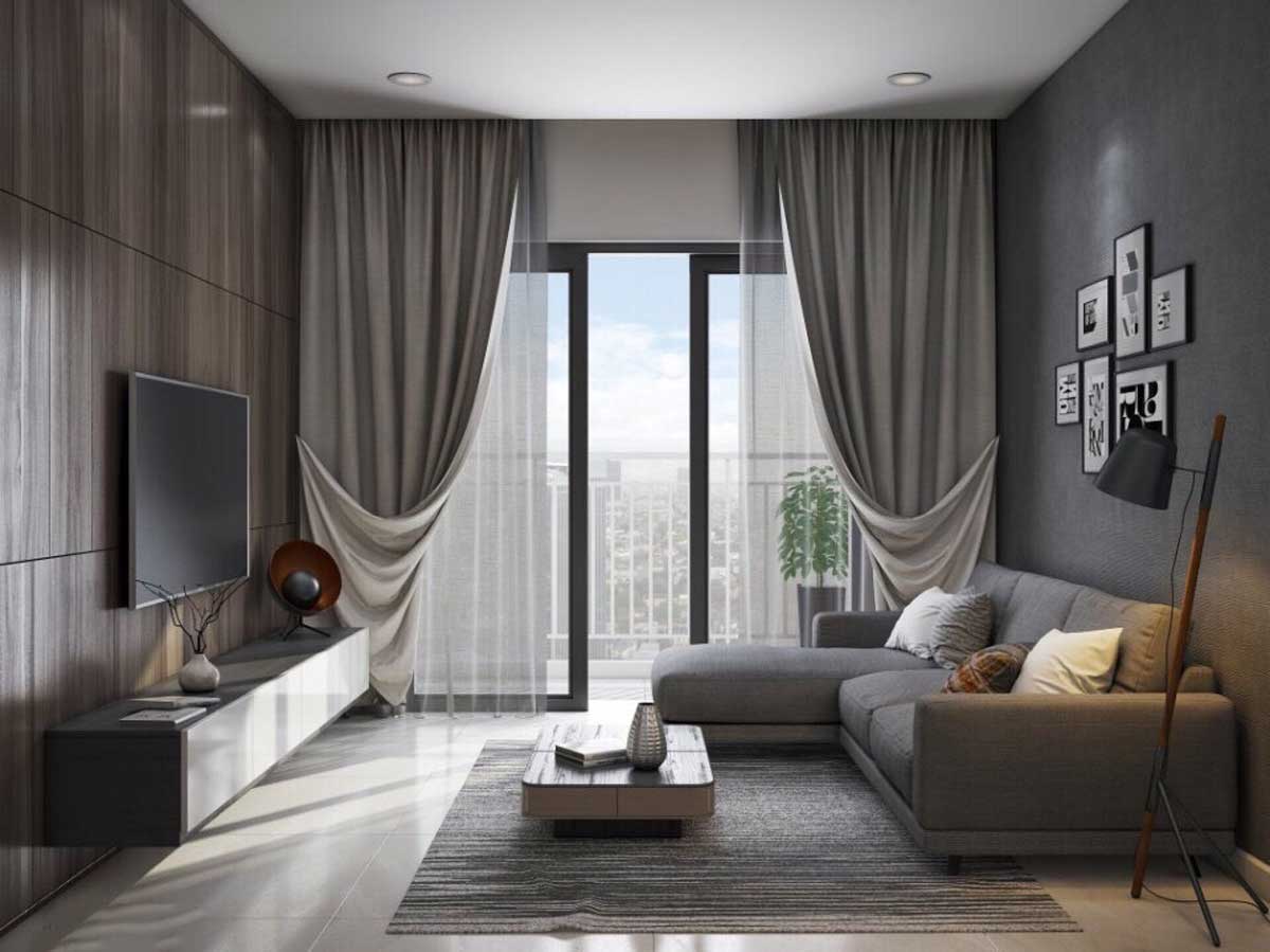 Thiết kế phòng khách chung cư theo phong cách tối giản 03