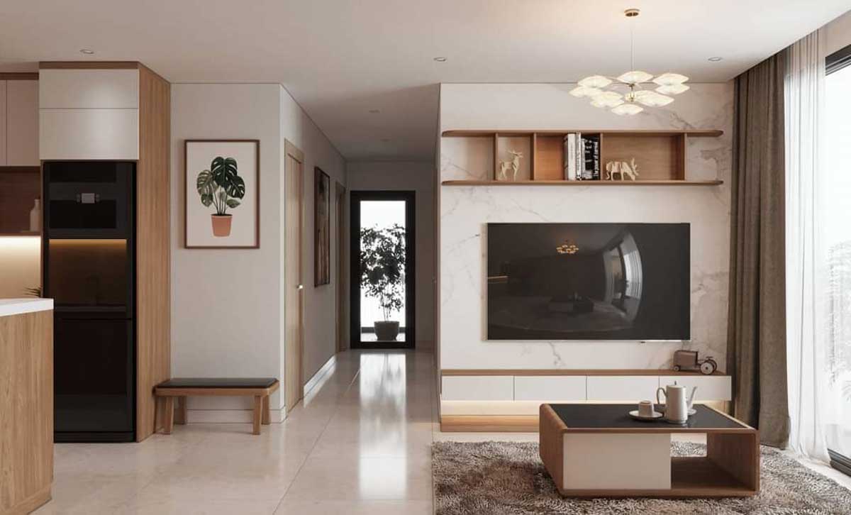 Thiết kế phòng khách chung cư theo phong cách tối giản 04