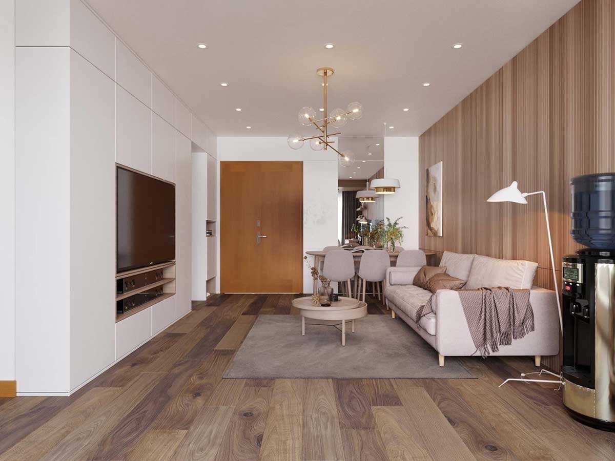Thiết kế phòng khách chung cư theo phong cách tối giản 05