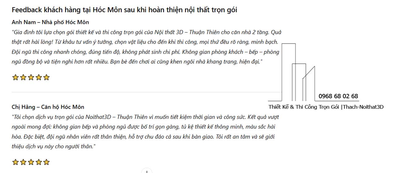 Feedback khách hàng Bình Dương sau khi thi công nội thất gỗ.