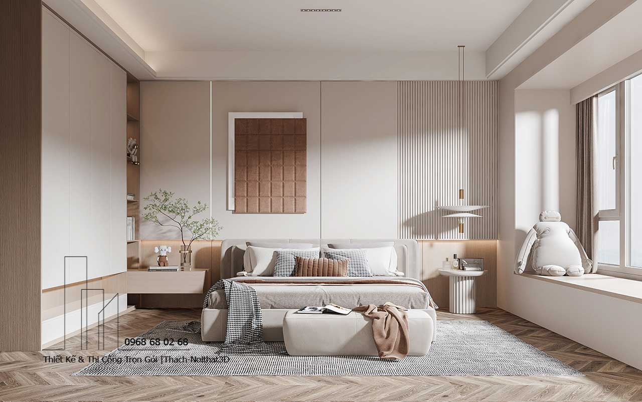 Nội thất phòng ngủ nhỏ gọn bằng gỗ công nghiệp tại Bình Dương.