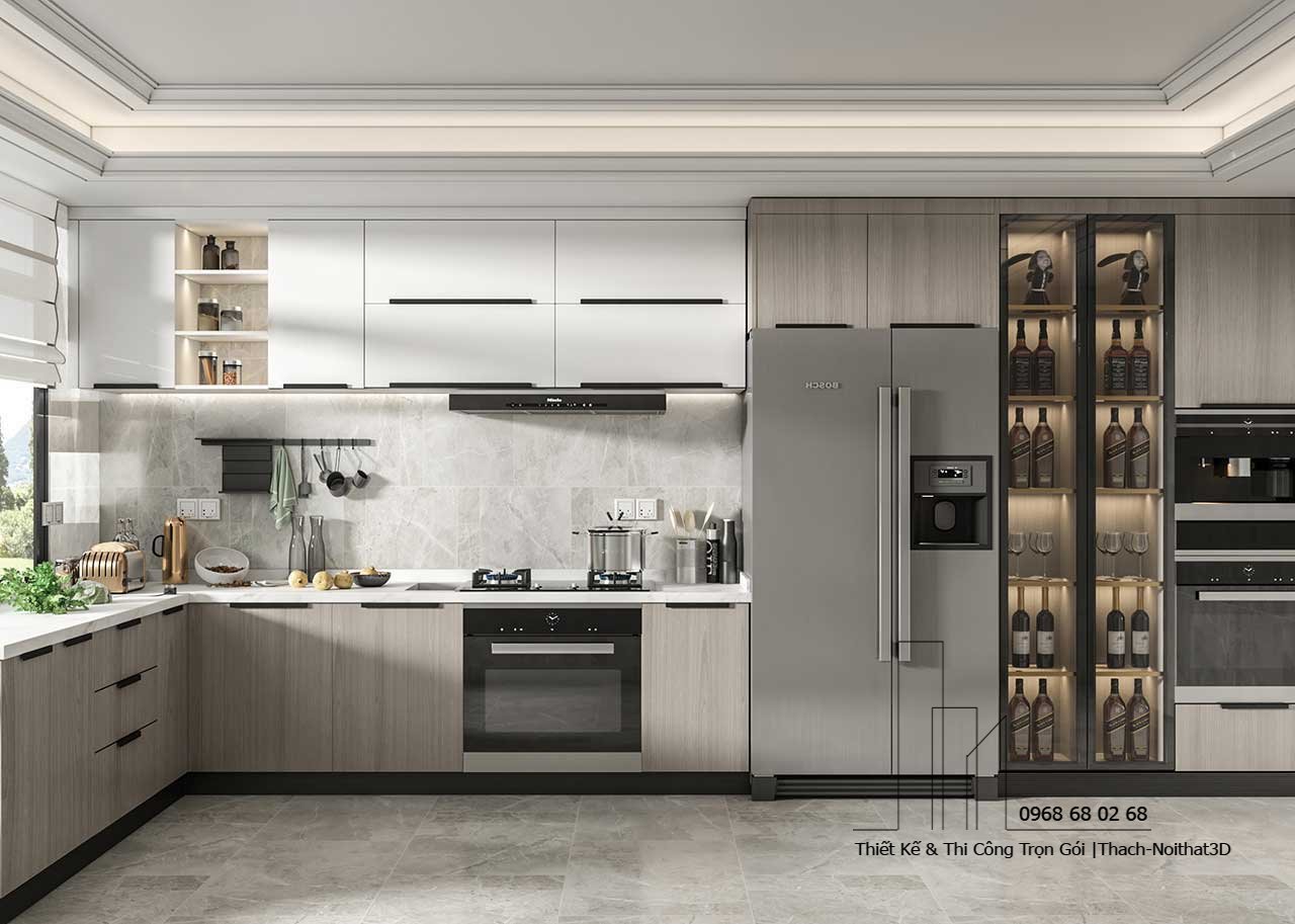 Mẫu Nội Thất Nhà Bếp Đẹp Giá Rẻ Tại TPHCM – 50+ Xu Hướng 2025 | Nội Thất 3D - Thuận Thiên Mẫu tủ bếp gỗ công nghiệp MDF lõi xanh đẹp