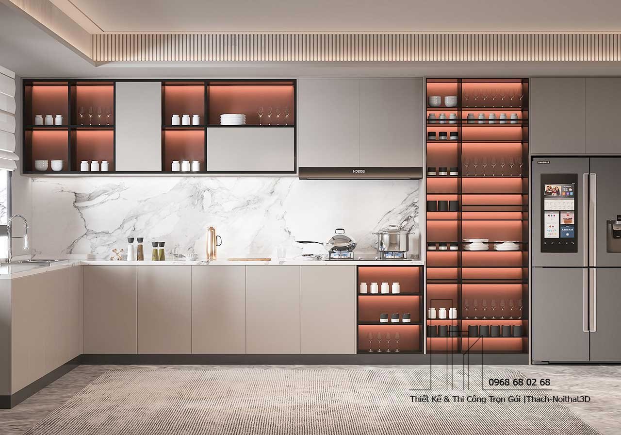 Mẫu Nội Thất Nhà Bếp Đẹp Giá Rẻ Tại TPHCM – 50+ Xu Hướng 2025 | Nội Thất 3D - Thuận Thiên Mẫu tủ bếp gỗ công nghiệp đẹp sang trọng