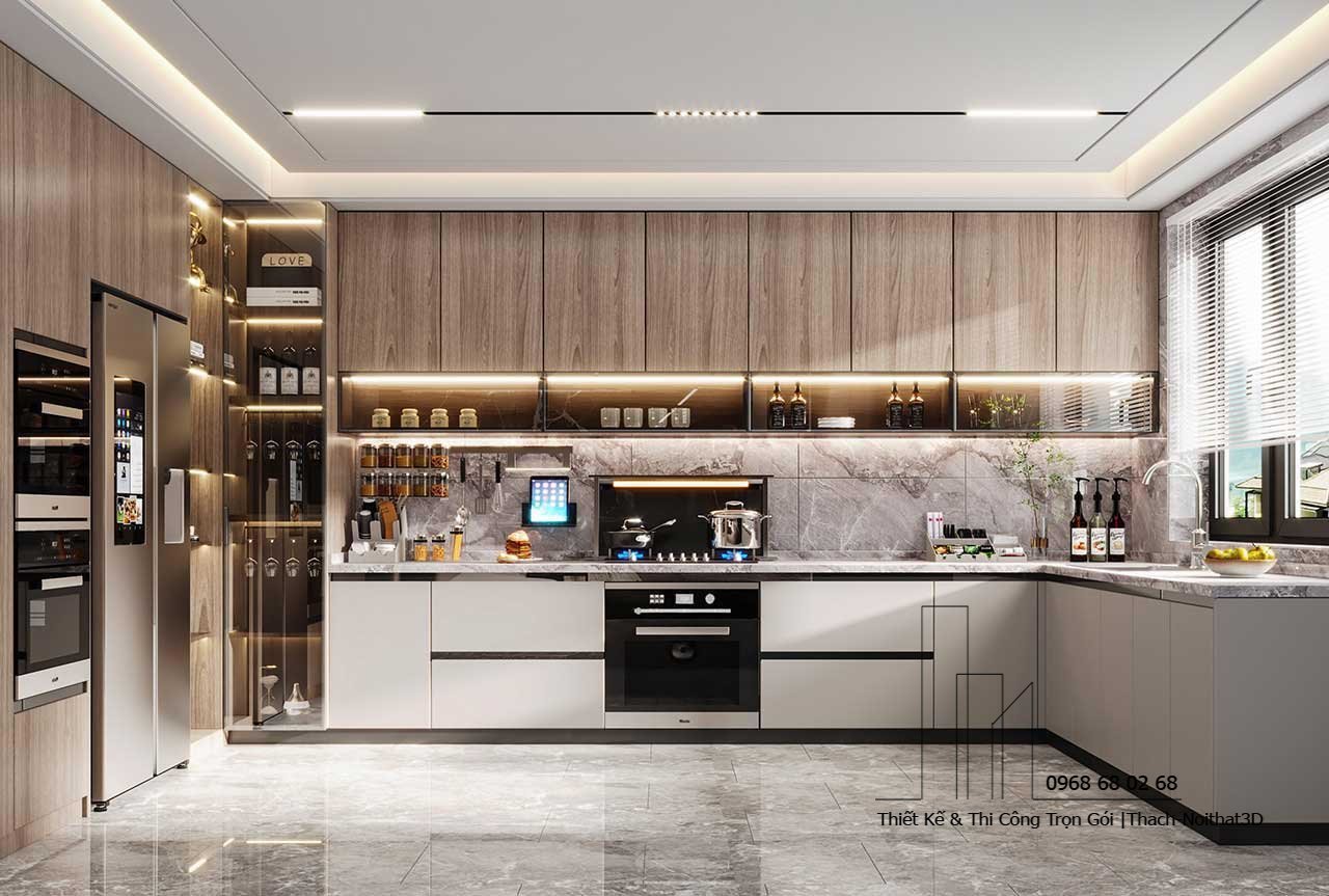 40 Mẫu Nội Thất Nhà Bếp Giá Rẻ | Thi Công 10–15 Ngày 2025 | Nội Thất 3D - Thuận Thiên Mẫu tủ bếp hiện đại gỗ công nghiệp tân cổ điển
