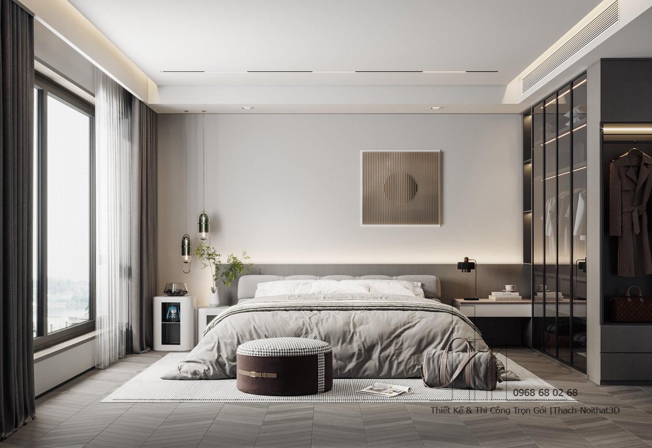 Thiết kế combo phòng ngủ giá rẻ phong cách tối giản