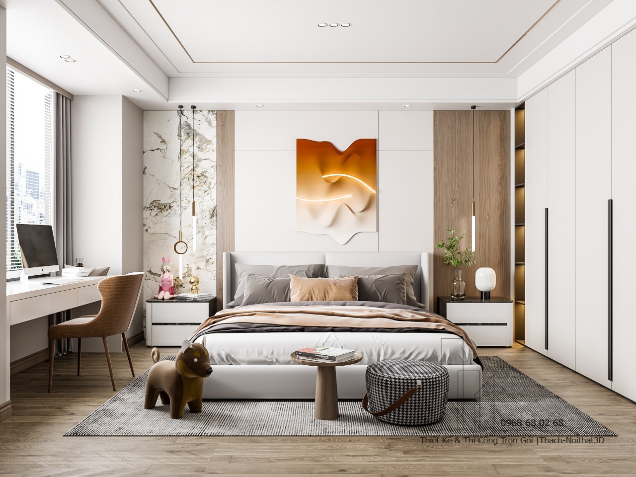 Xưởng thi công combo phòng ngủ giá rẻ MDF Ba Thanh