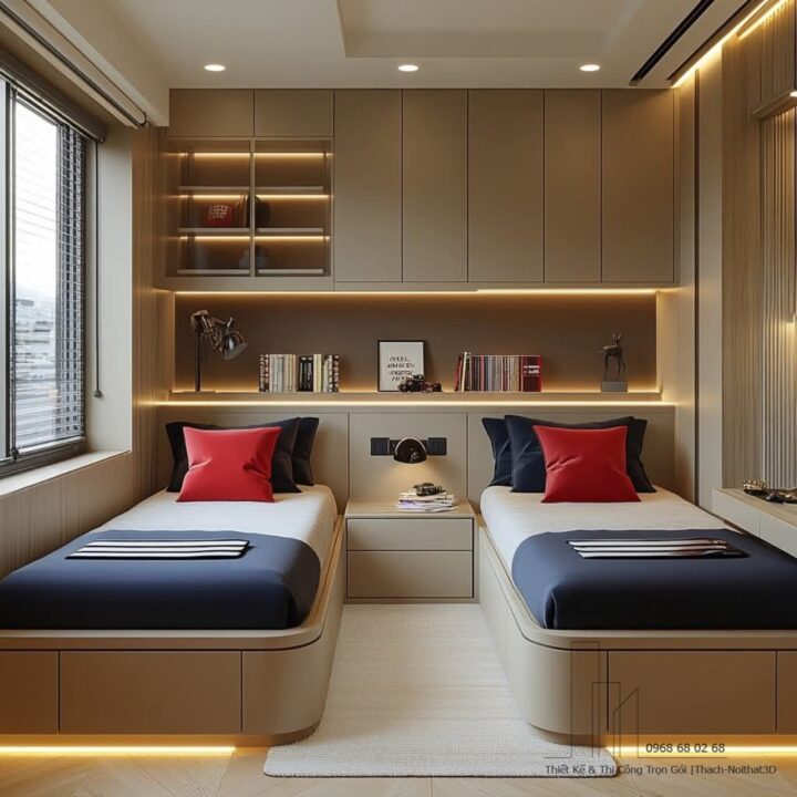 Giường ngủ trẻ em đẹp giá rẻ Laminate phòng ngủ chung cư | giuong-tre-em