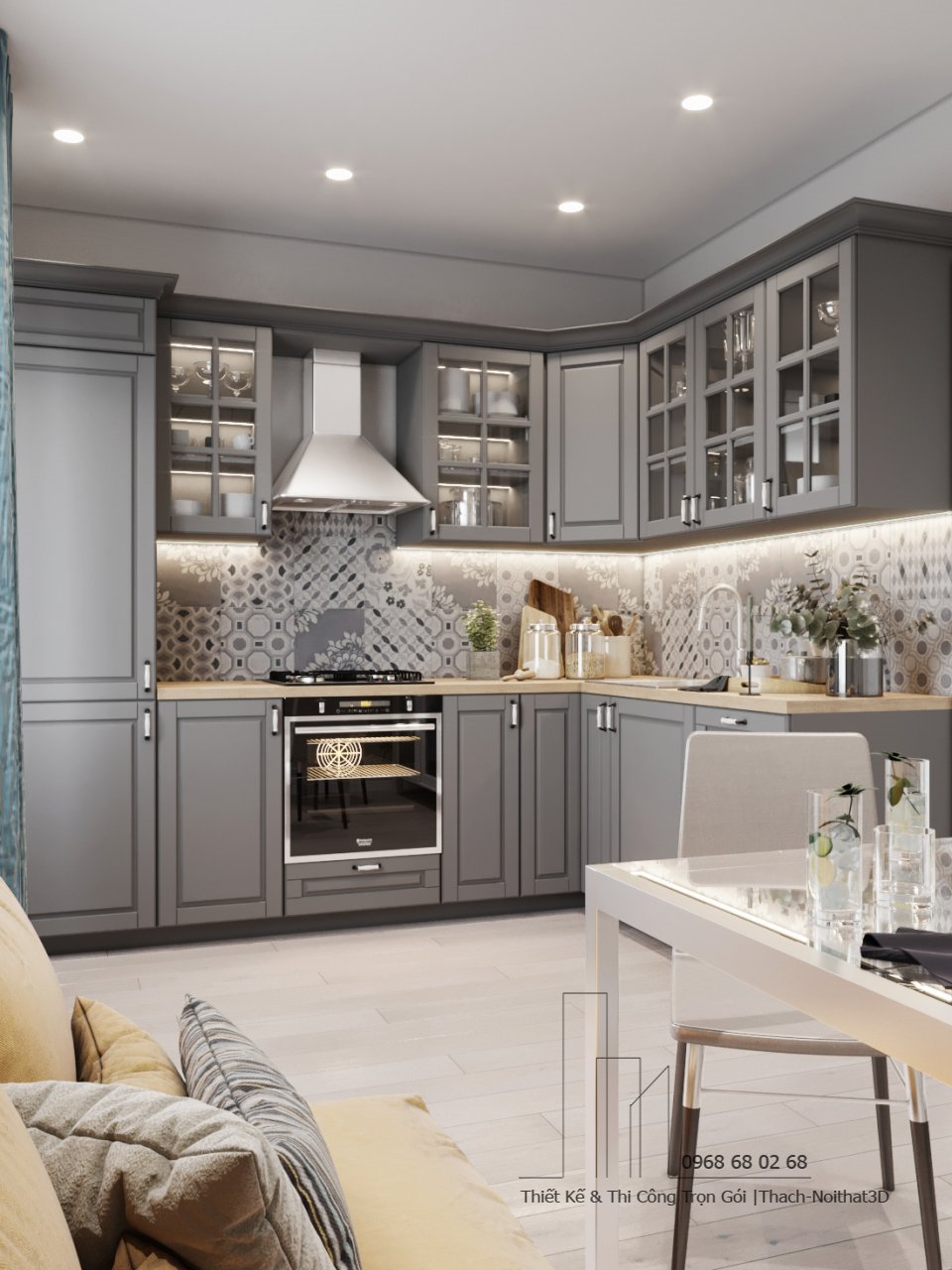 100+ Tủ Bếp Hiện Đại Đẹp Giá Rẻ, Thi Công Trọn Gói Tại TPHCM | Nội Thất 3D - Thuận Thiên Cửa hàng kệ bếp gỗ hiện đại Laminate cao cấp