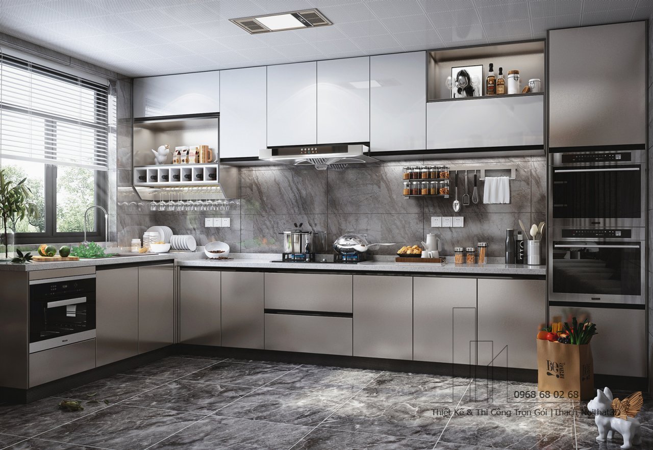 100+ Tủ Bếp Hiện Đại Đẹp Giá Rẻ, Thi Công Trọn Gói Tại TPHCM | Nội Thất 3D - Thuận Thiên Mẫu kệ bếp gỗ hiện đại cho biệt thự cao cấp