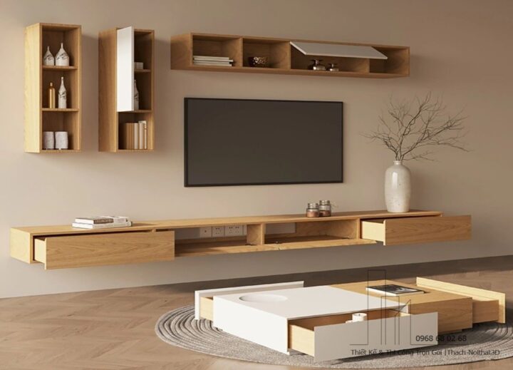 mẫu kệ tivi treo tường đẹp hiện đại tại tphcm | ke-tivi-go-mdf