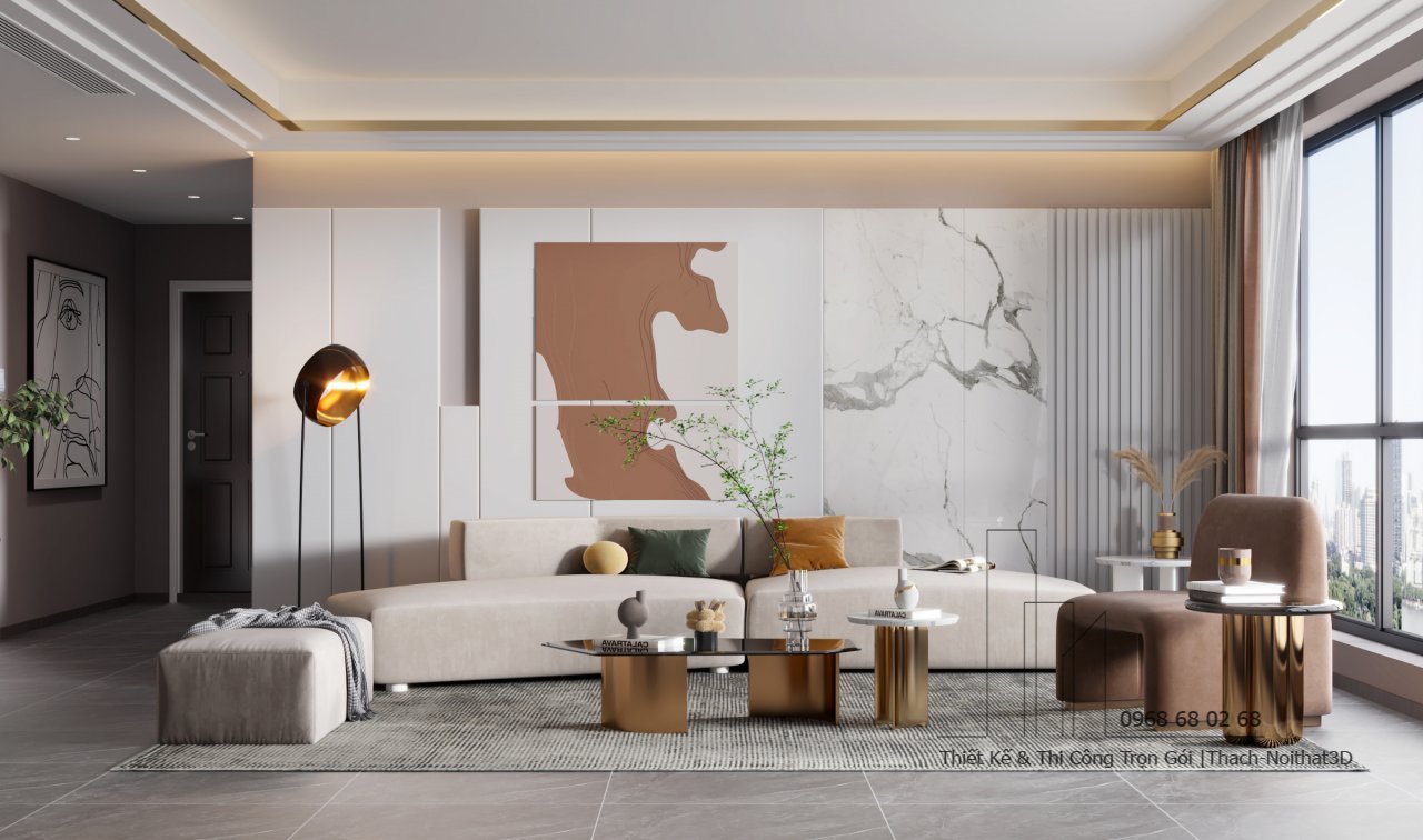 Nội Thất Phòng Khách Giá Rẻ, Thi Công Trọn Gói Tại TPHCM | Nội Thất 3D - Thuận Thiên Xưởng sản xuất nội thất phòng khách đơn giản MDF An Cường