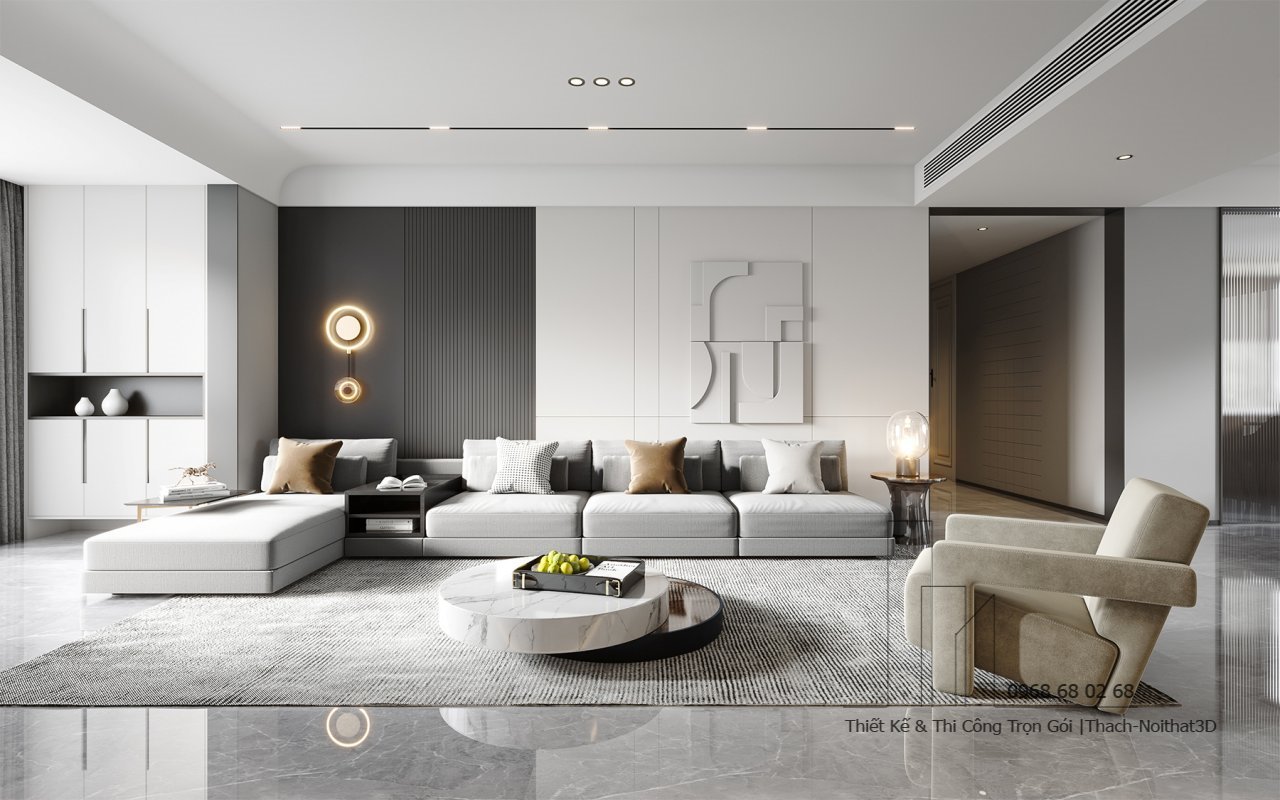 Nội Thất Phòng Khách Giá Rẻ, Thi Công Trọn Gói Tại TPHCM | Nội Thất 3D - Thuận Thiên Xưởng sản xuất nội thất phòng khách hiện đại MDF An Cường