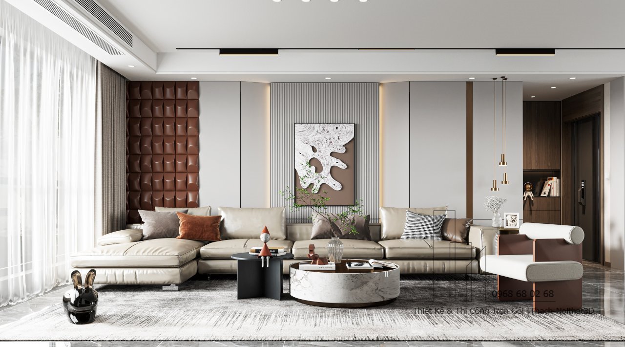 Nội Thất Phòng Khách Giá Rẻ, Thi Công Trọn Gói Tại TPHCM | Nội Thất 3D - Thuận Thiên Mẫu phòng khách nhà ống phong cách Nhật Bản