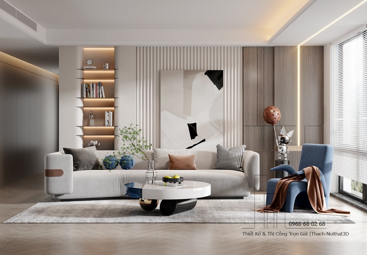 Nội Thất Phòng Khách Giá Rẻ, Thi Công Trọn Gói Tại TPHCM | Nội Thất 3D - Thuận Thiên Xưởng sản xuất nội thất phòng khách nhà ống MDF An Cường