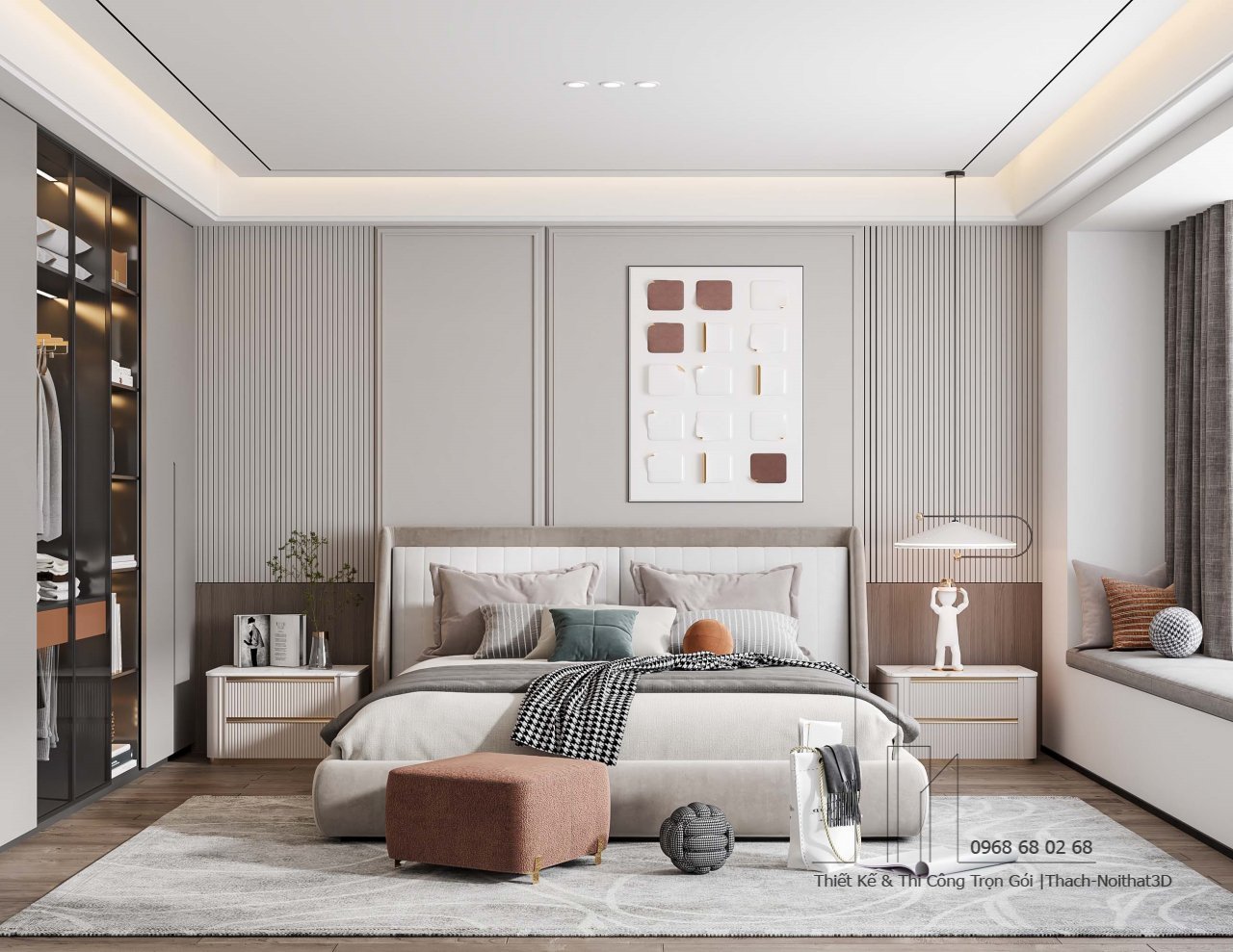 Nội Thất Phòng Ngủ Đẹp – Giải Pháp Hiện Đại, Đẹp Giá Rẻ, Thi Công Trọn Gói Tại Tphcm | Nội Thất 3D - Thuận Thiên Công ty thiết kế phòng ngủ master đẹp hiện đại