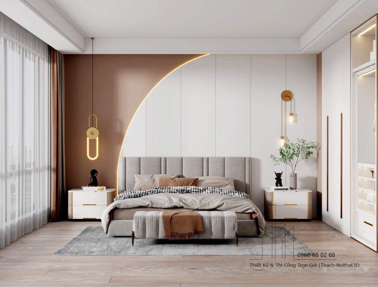 Nội Thất Phòng Ngủ Đẹp – Giải Pháp Hiện Đại, Đẹp Giá Rẻ, Thi Công Trọn Gói Tại Tphcm | Nội Thất 3D - Thuận Thiên Xưởng thiết kế phòng ngủ master đẹp sáng tạo
