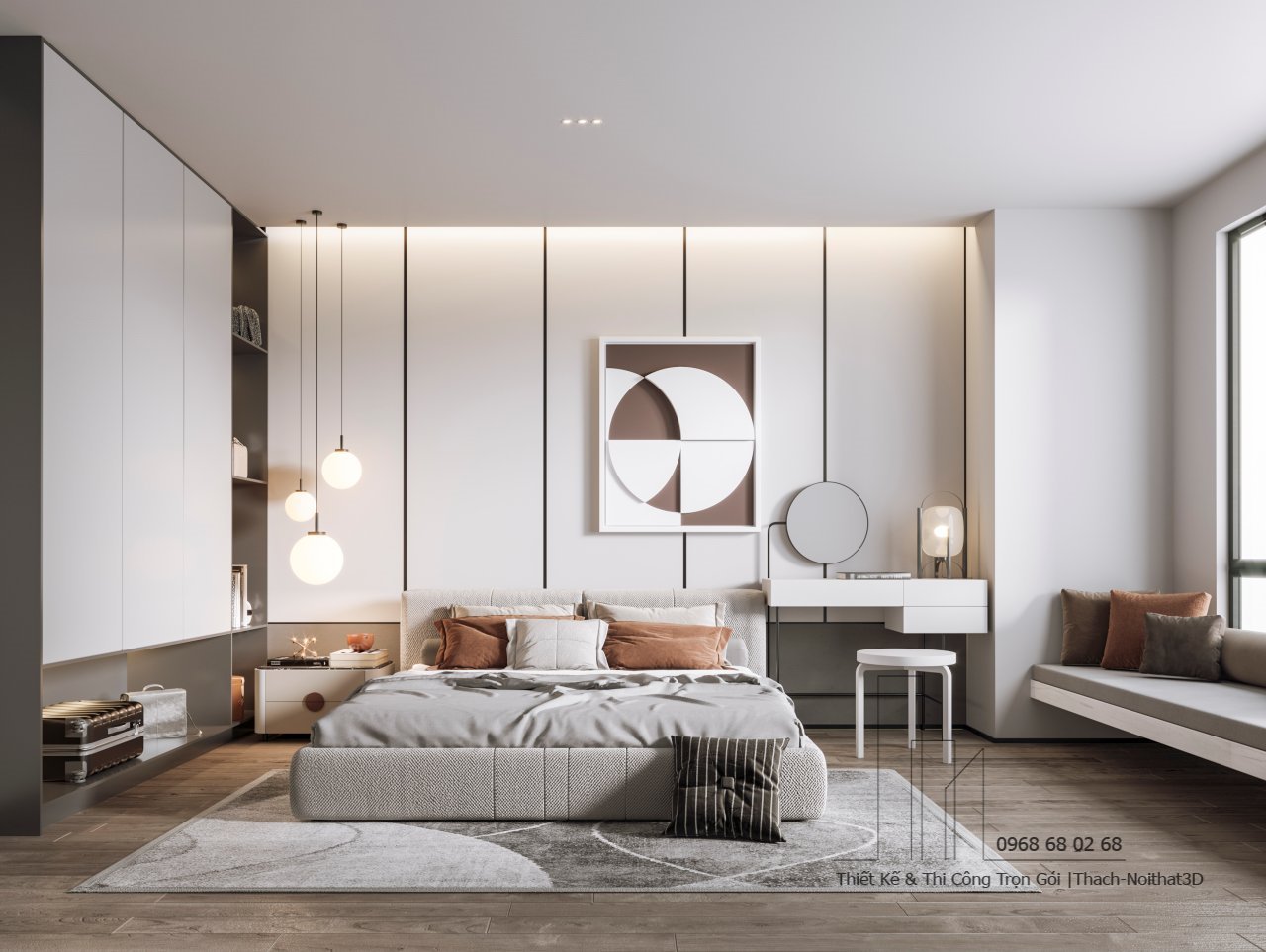 Nội Thất Phòng Ngủ Rẻ Đẹp, Thi Công Trọn Gói Tại TPHCM | Nội Thất 3D - Thuận Thiên Xưởng thi công phòng ngủ nhỏ đẹp MDF Ba Thanh