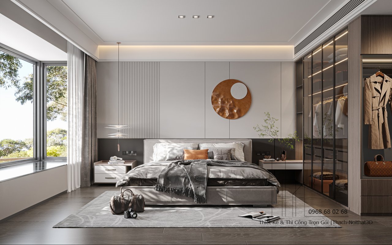 Trang Trí Nội Thất Phòng Ngủ Giá Rẻ, Thi Công Trọn Gói Tại TPHCM | Nội Thất 3D - Thuận Thiên Thiết kế trang trí phòng ngủ 9m2 sang trọng