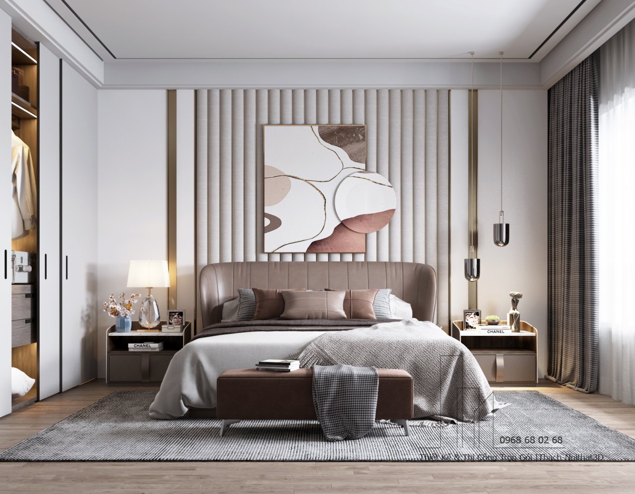 Trang Trí Nội Thất Phòng Ngủ Giá Rẻ, Thi Công Trọn Gói Tại TPHCM | Nội Thất 3D - Thuận Thiên Cửa hàng trang trí phòng ngủ đẹp hiện đại cho chung cư