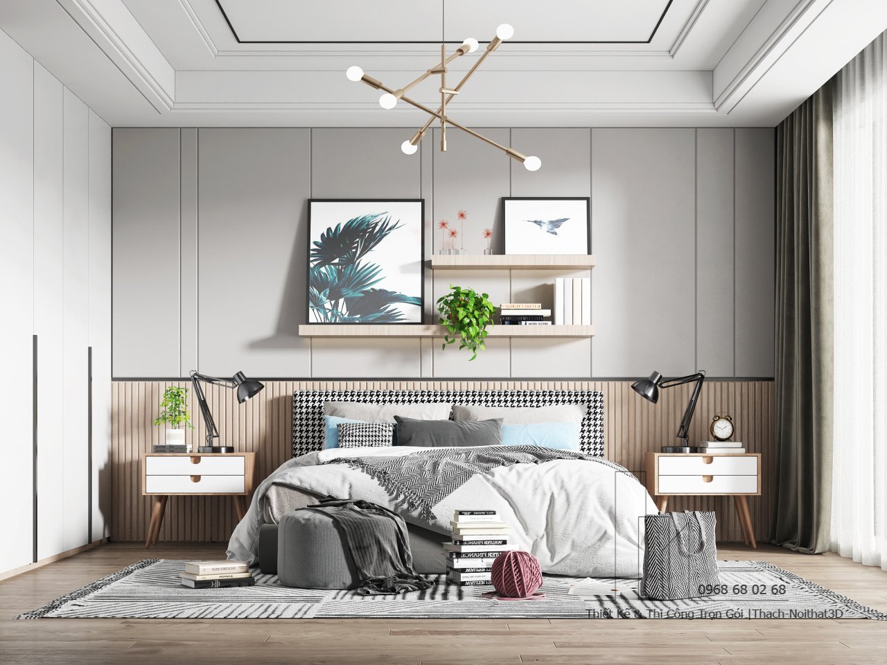 Trang Trí Nội Thất Phòng Ngủ Giá Rẻ, Thi Công Trọn Gói Tại TPHCM | Nội Thất 3D - Thuận Thiên Công ty thi công trang trí phòng ngủ đẹp hiện đại tại TPHCM